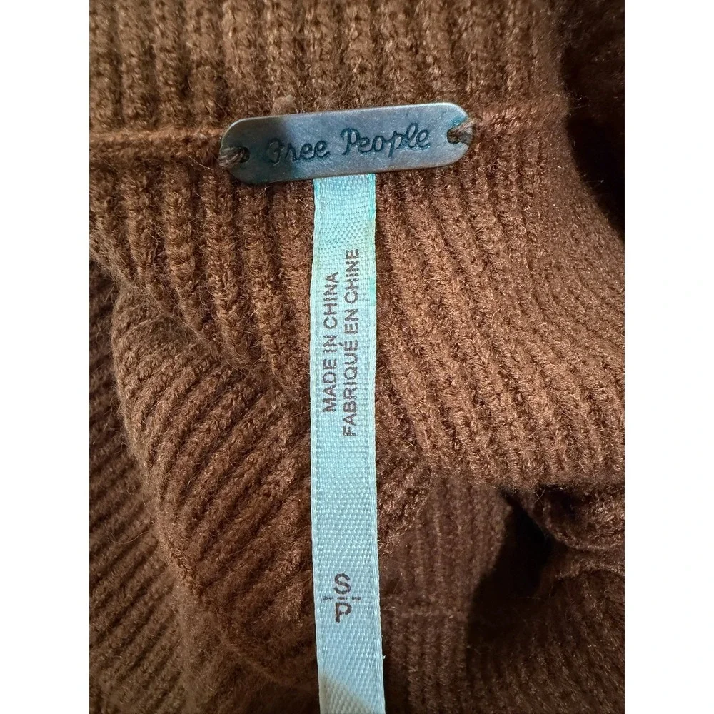 Free People Afterglow Mock Neck Sweater Roasted Ginger Brown Oversized Tunic